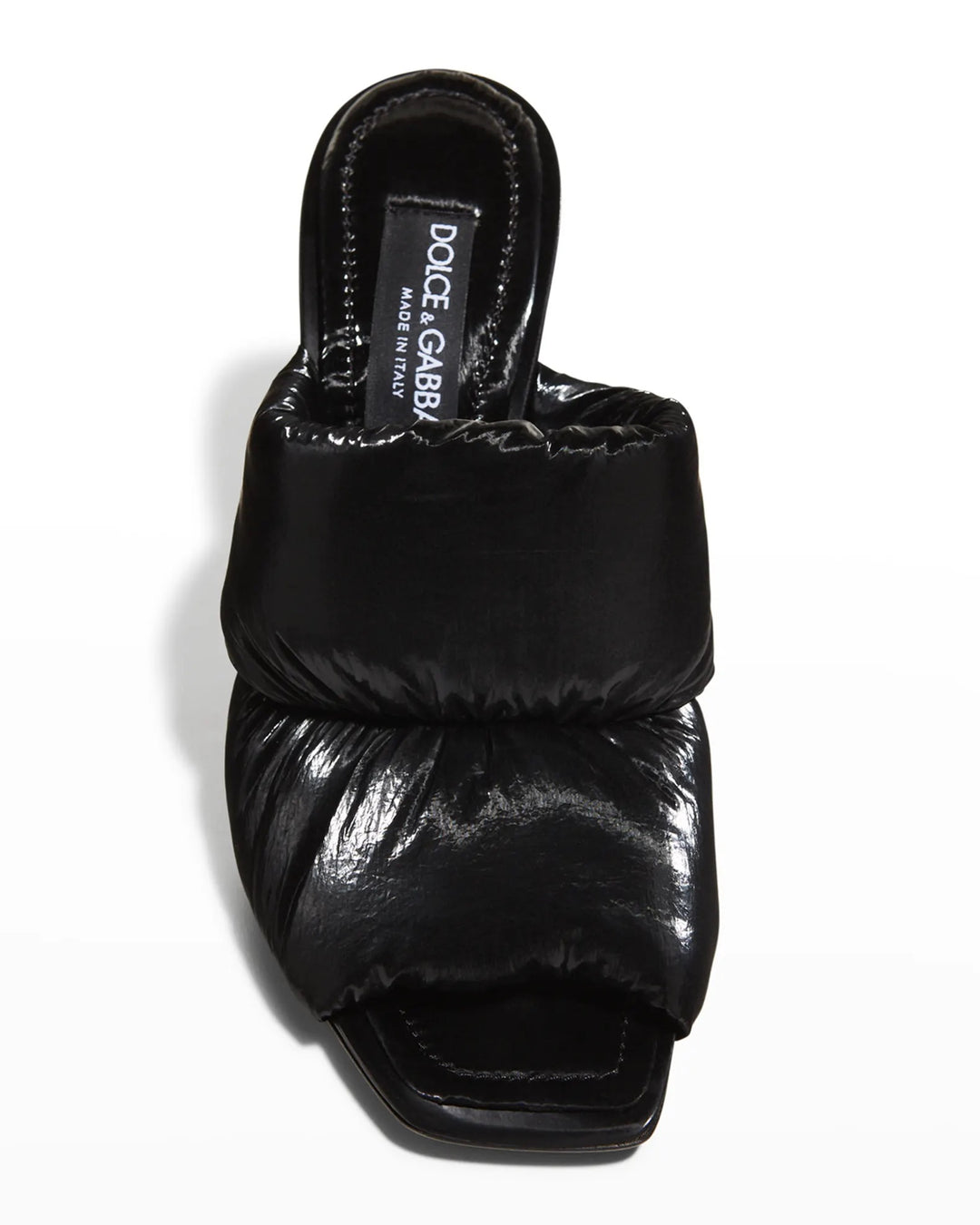 DOLCE &amp; GABBANA QUILTED BLACK SCULPTED HEEL SANDALS