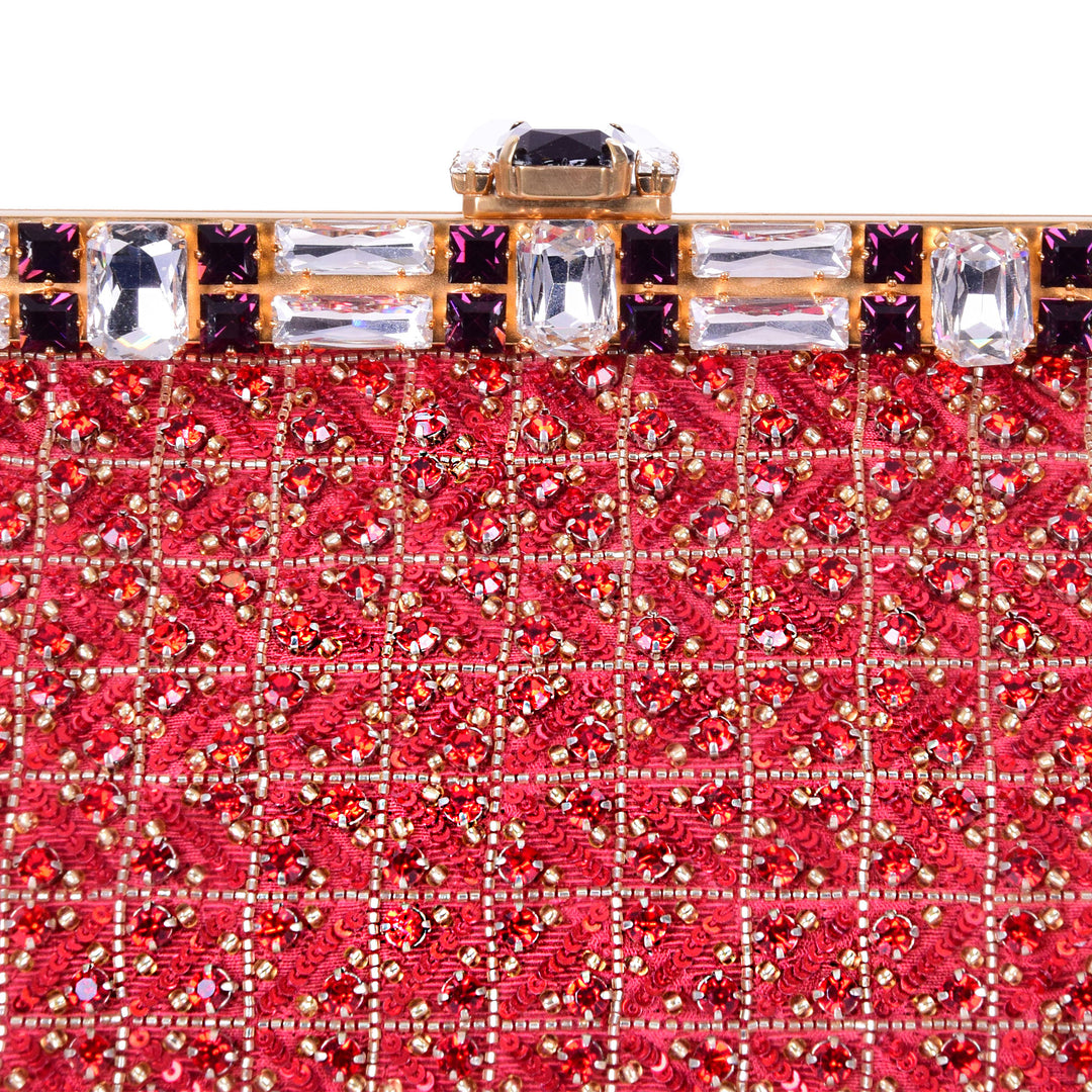 DOLCE &amp; GABBANA Baroque Crystals Bag VANDA Red