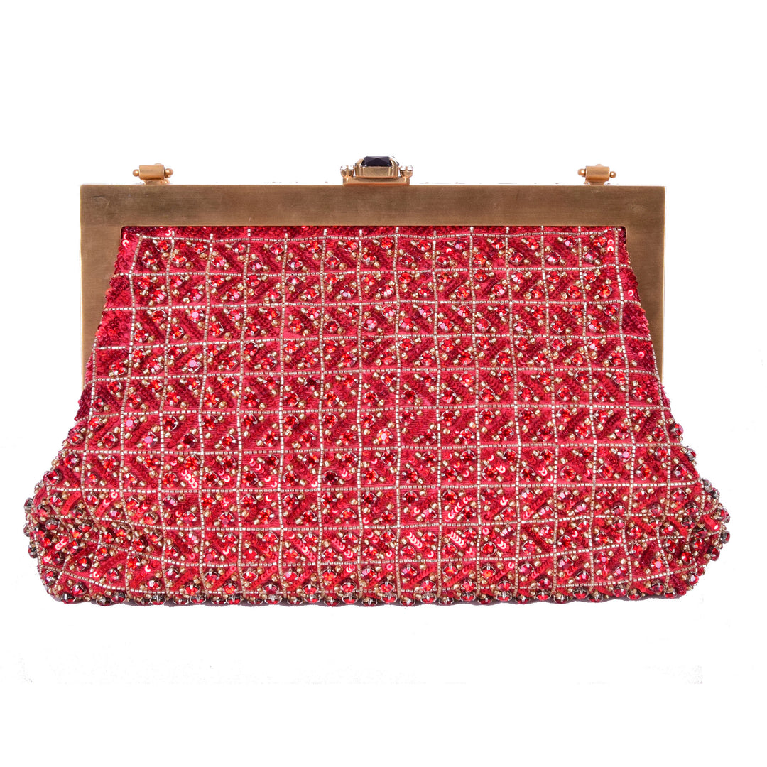 DOLCE &amp; GABBANA Baroque Crystals Bag VANDA Red