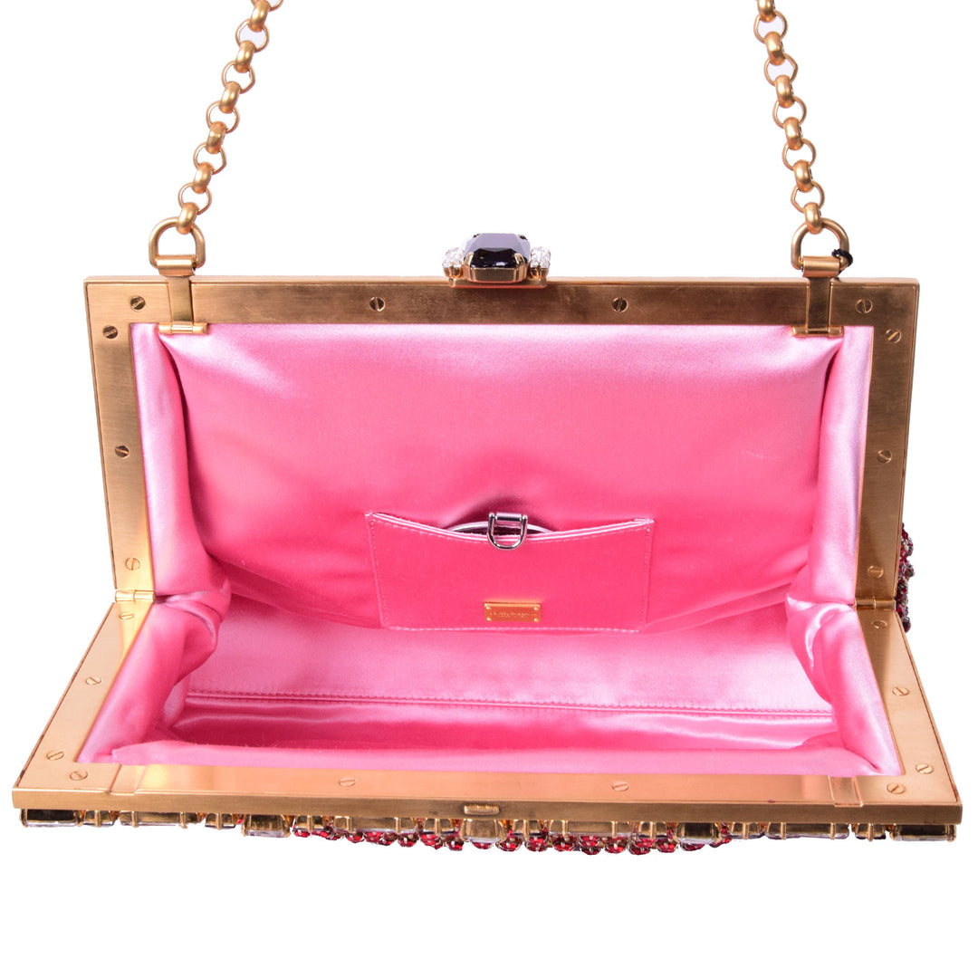 DOLCE &amp; GABBANA Baroque Crystals Bag VANDA Red
