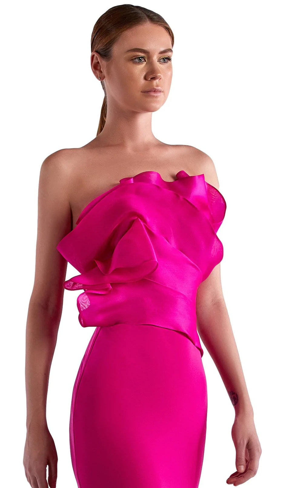 EDWARD ARSOUNI COUTURE CREPE &amp; ORGANZA GOWN