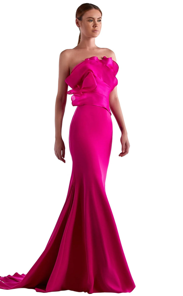 EDWARD ARSOUNI COUTURE CREPE &amp; ORGANZA GOWN