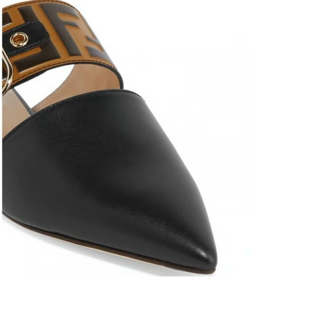 FENDI FF VITELLO LEATHER FLAT MULES – Caroline's Fashion Luxuries
