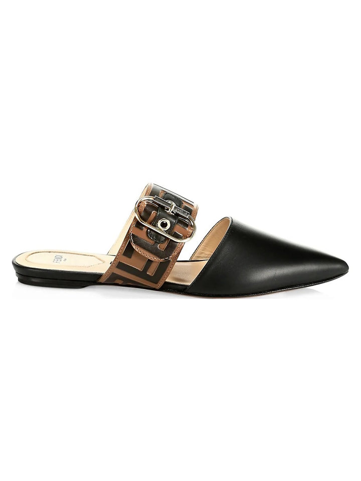FENDI FF VITELLO LEATHER FLAT MULES – Caroline's Fashion Luxuries