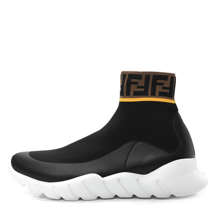 FENDI Stretch Knit Jacquard FF Mania High Top Sock Sneakers