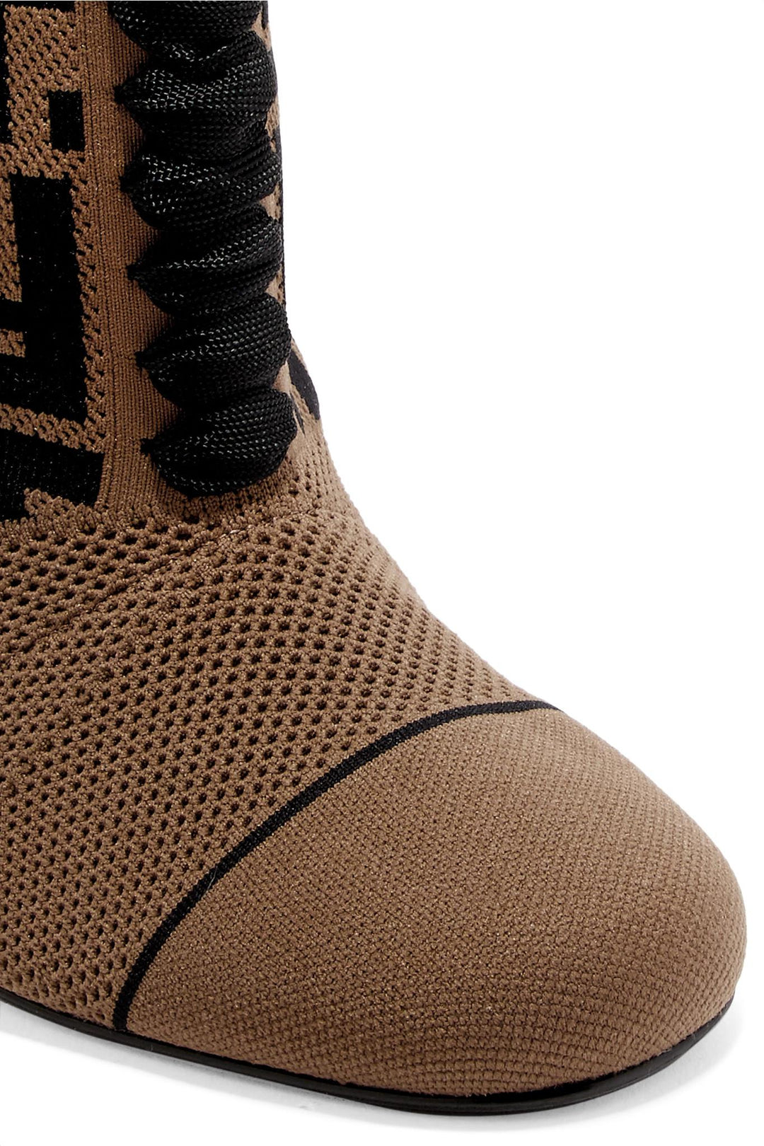 FENDI FF LOGO JACQUARD STRETCH KNIT &amp; MESH SOCK BOOTS