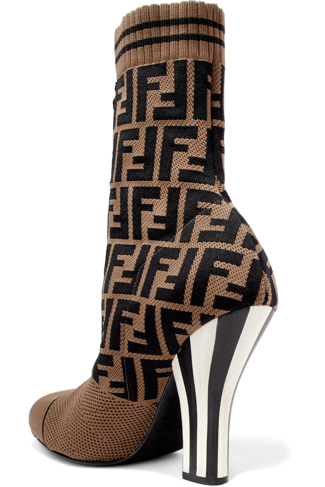 FENDI FF LOGO JACQUARD STRETCH KNIT &amp; MESH SOCK BOOTS