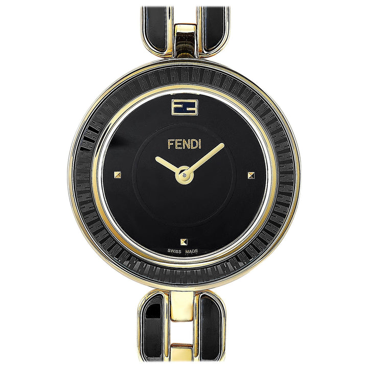 FENDI MY WAY GOLD-TONE BLACK CERAMIC WATCH