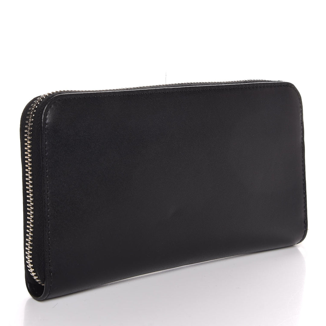 FENDI Vitello Liberty Studded Zip Around Wallet Black