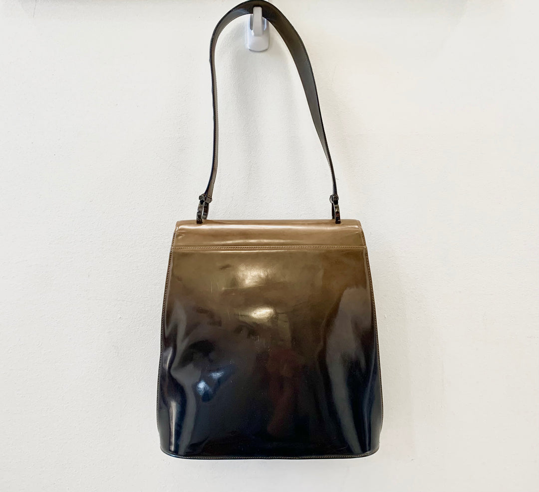 SALVATORE FERRAGAMO GANCINI GRADIENT PATENT LEATHER BAG