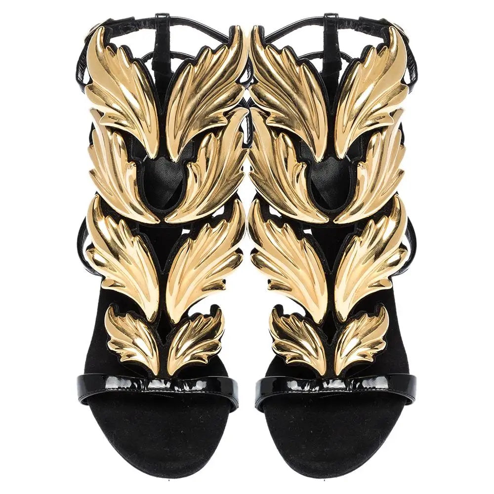 GIUSEPPE ZANOTTI CRUEL GOLD PALM LEAF SANDALS