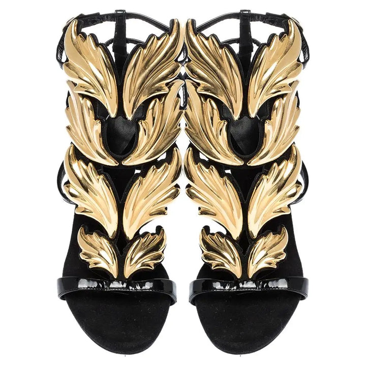 GIUSEPPE ZANOTTI CRUEL GOLD PALM LEAF SANDALS