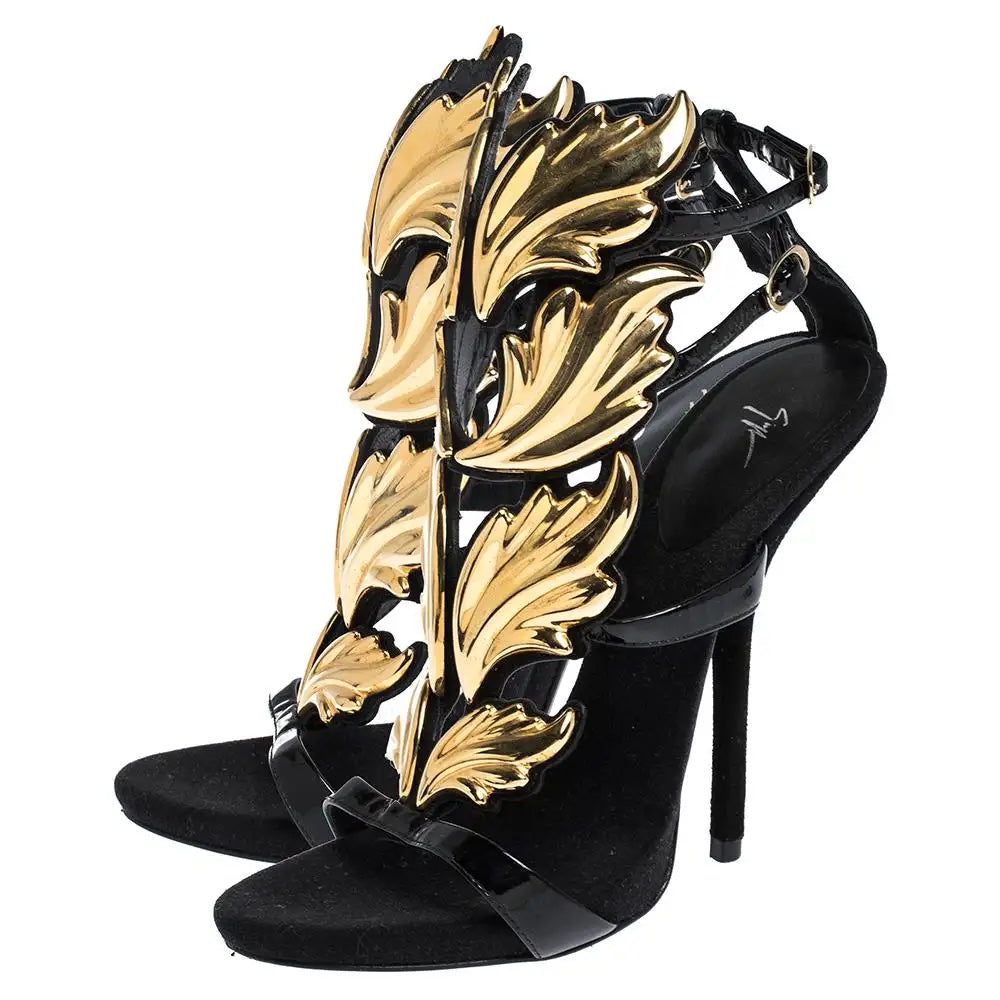 GIUSEPPE ZANOTTI CRUEL GOLD PALM LEAF SANDALS