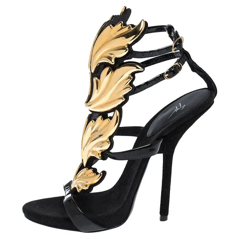 GIUSEPPE ZANOTTI CRUEL GOLD PALM LEAF SANDALS