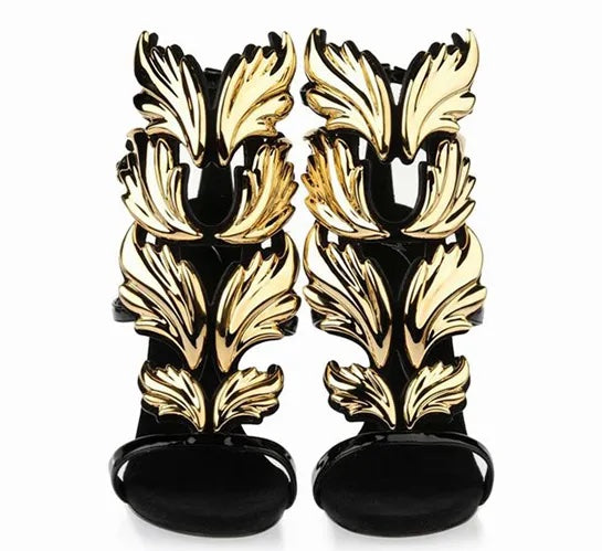 GIUSEPPE ZANOTTI CRUEL GOLD PALM LEAF SANDALS