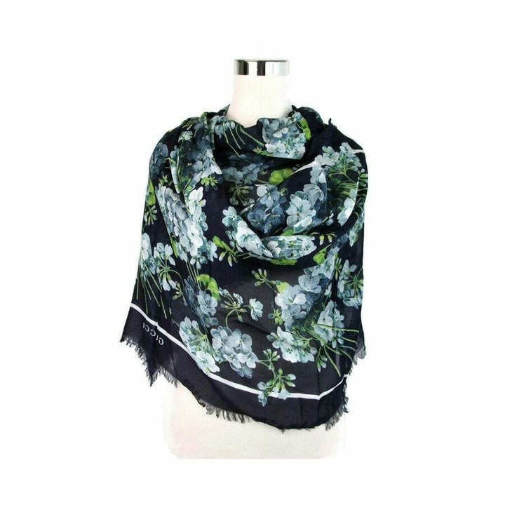 GUCCI BLOOM PRINT SILK MODAL SCARF SHAWL
