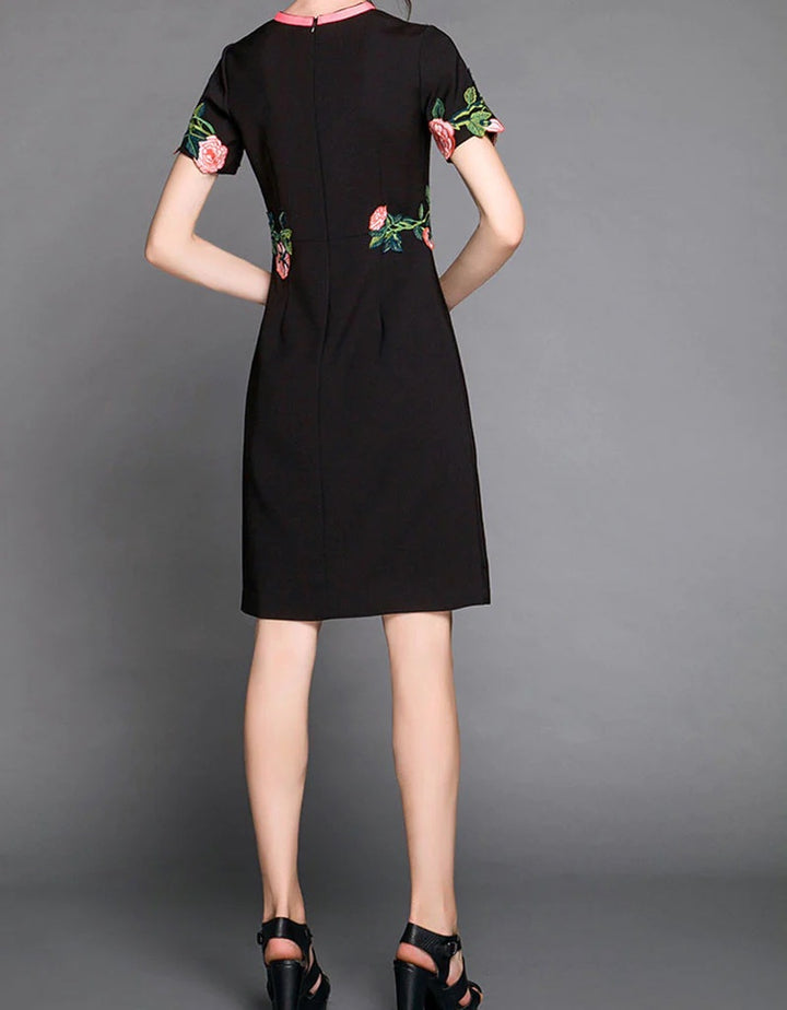 GUCCI CADY FLORAL CREPE SHORT SLEEVE DRESS