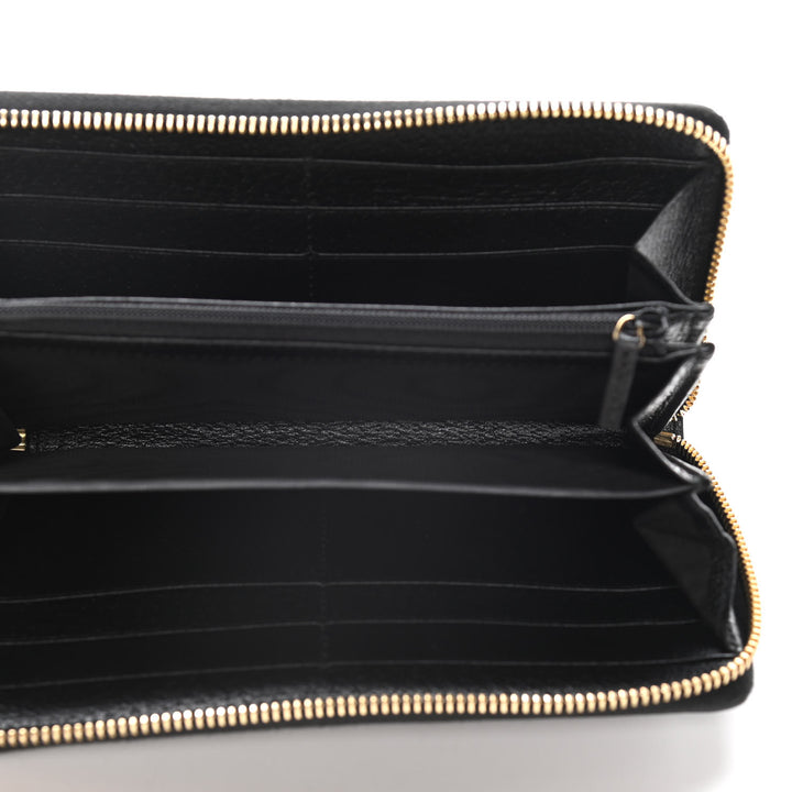 GUCCI CALFSKIN LEATHER OPHIDIA WEB ZIP AROUND WALLET