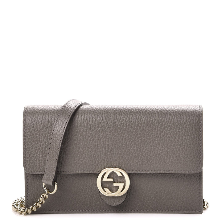GUCCI DOLLAR CALFSKIN INTERLOCKING GG WALLET ON CHAIN