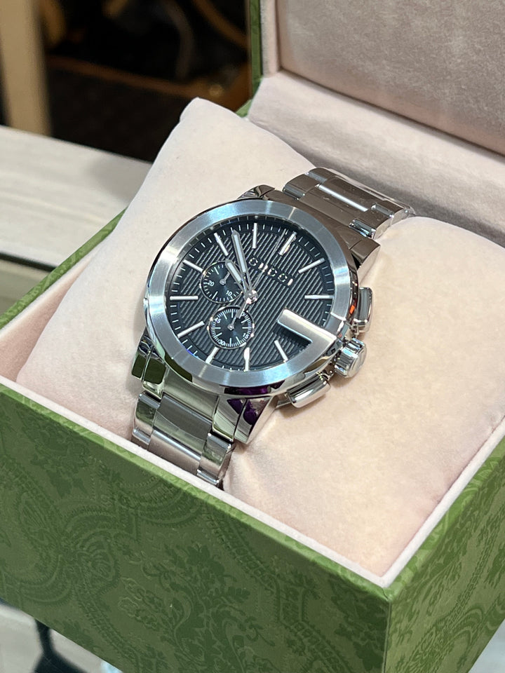 GUCCI G CHRONO BLACK DIAL STAINLESS STEEL WATCH