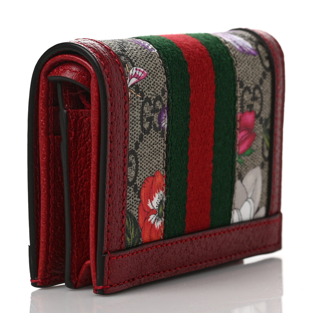 GUCCI GG SUPREME MONOGRAM FLORA WEB OPHIDIA CARD CASE