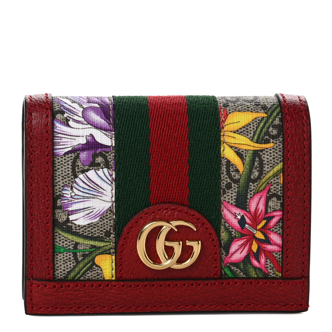 GUCCI GG SUPREME MONOGRAM FLORA WEB OPHIDIA CARD CASE