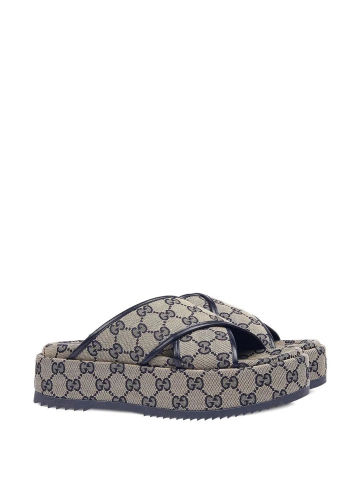 GUCCI GG SUPREME PLATFORM SANDALS