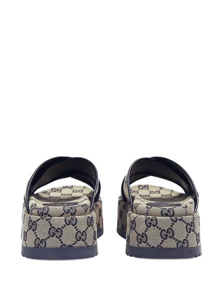 GUCCI GG SUPREME PLATFORM SANDALS