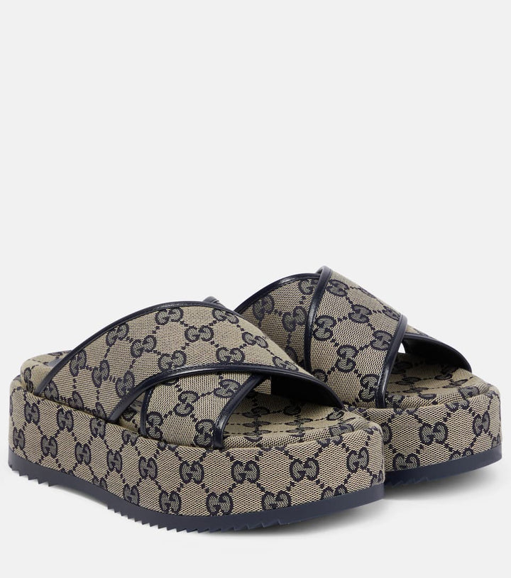 GUCCI GG SUPREME PLATFORM SANDALS