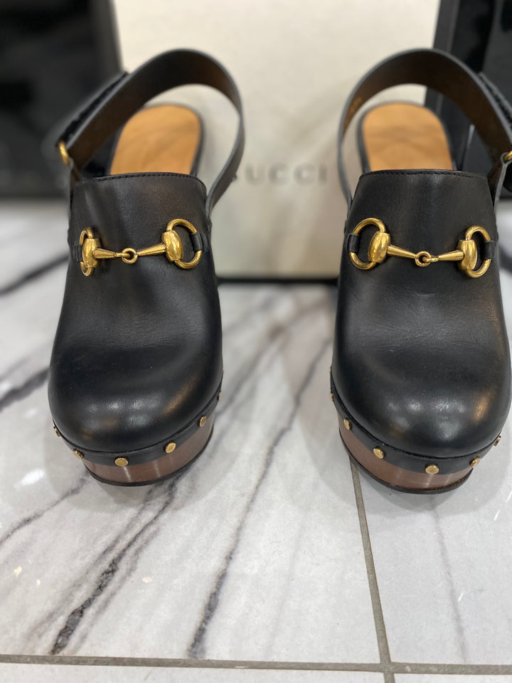 GUCCI HORSEBIT LEATHER SLINGBACK PUMPS