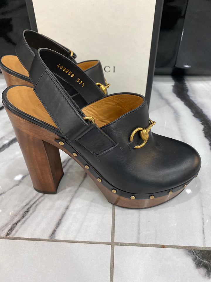 GUCCI HORSEBIT LEATHER SLINGBACK PUMPS