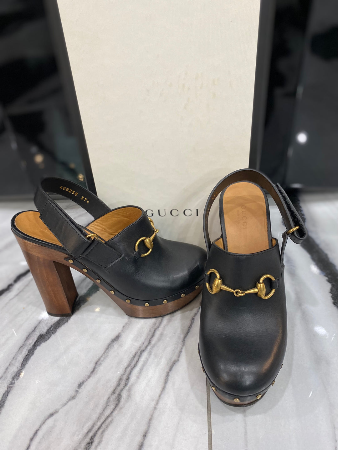 GUCCI HORSEBIT LEATHER SLINGBACK PUMPS