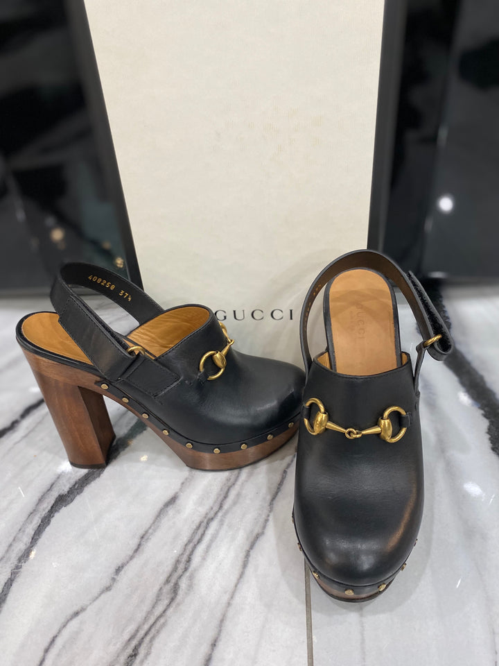 GUCCI HORSEBIT LEATHER SLINGBACK PUMPS