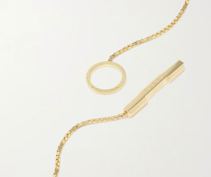 GUCCI LINK TO LOVE LARIAT 18K GOLD NECKLACE