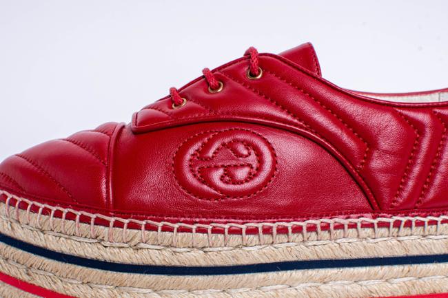 GUCCI NAPPA LEATHER LOGO ESPADRILLES PLATFORM SHOES