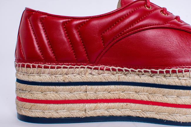 GUCCI NAPPA LEATHER LOGO ESPADRILLES PLATFORM SHOES