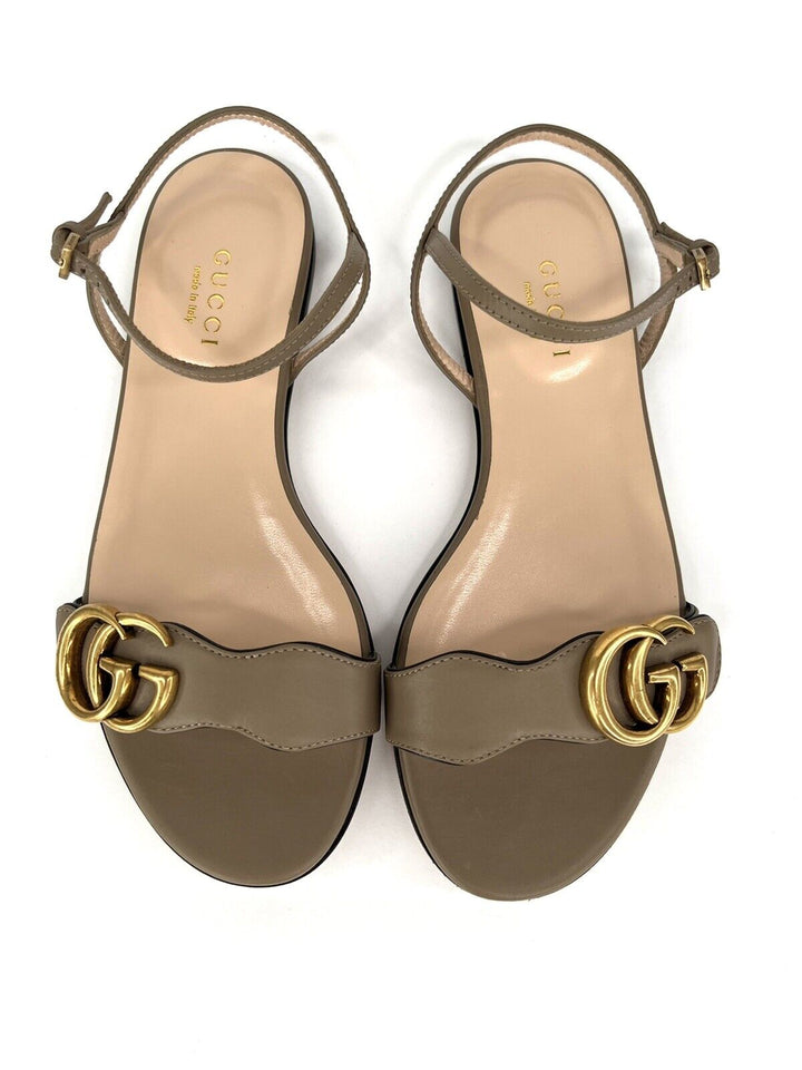 GUCCI GG MARMONT LEATHER DOUBLE G SANDALS