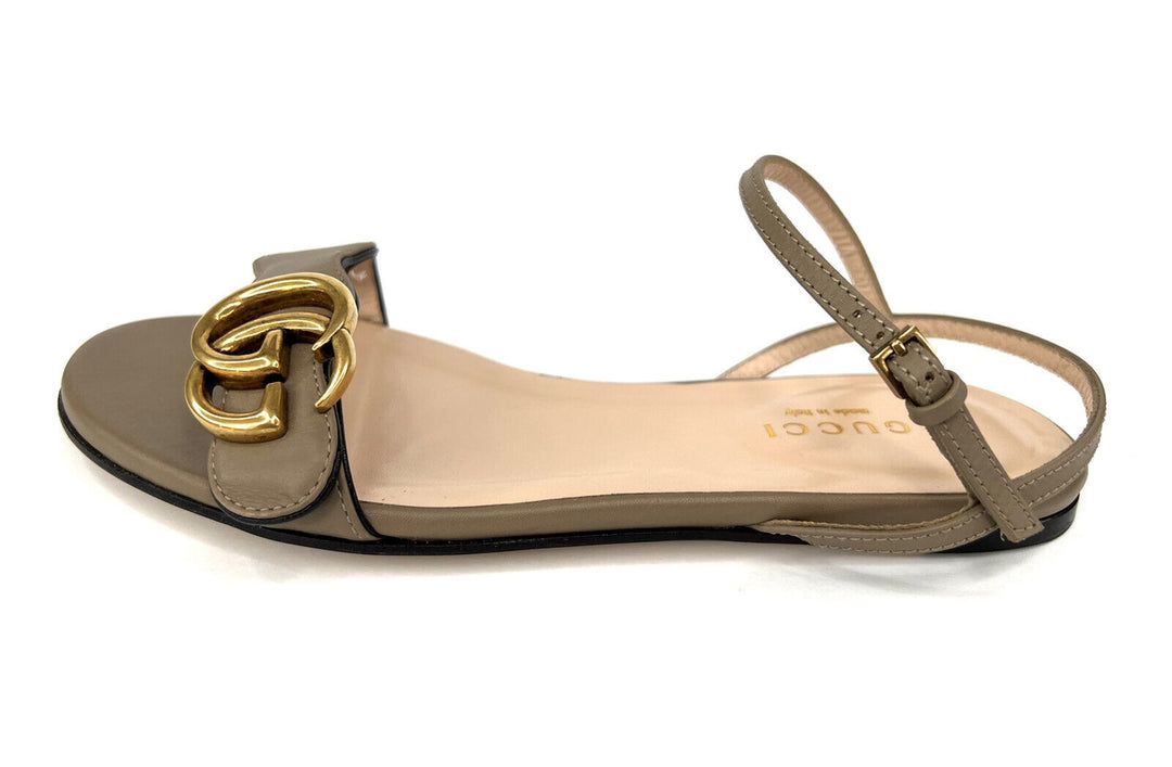 GUCCI GG MARMONT LEATHER DOUBLE G SANDALS