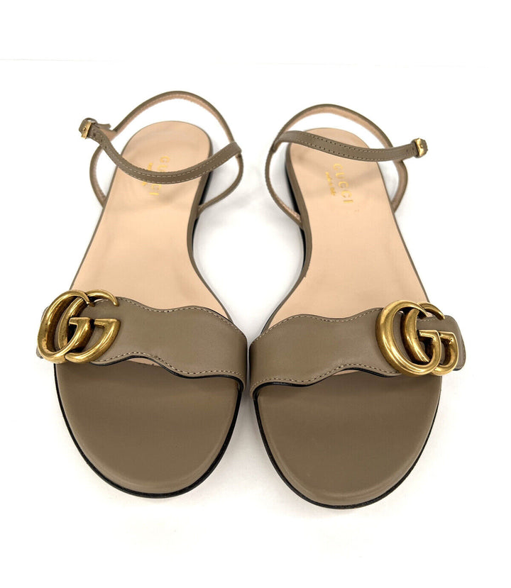 GUCCI GG MARMONT LEATHER DOUBLE G SANDALS