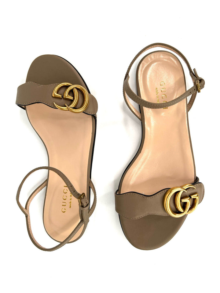 GUCCI GG MARMONT LEATHER DOUBLE G SANDALS