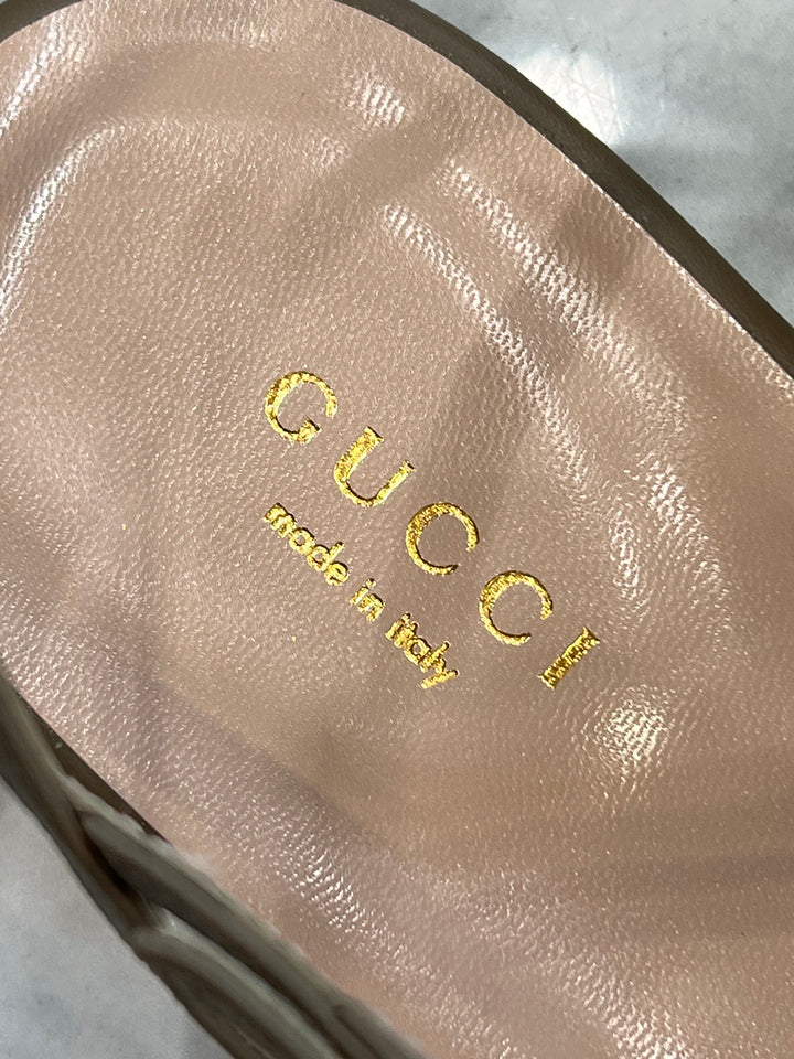 GUCCI GG MARMONT LEATHER DOUBLE G SANDALS