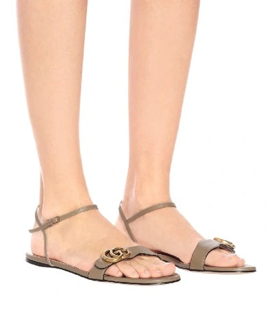 GUCCI GG MARMONT LEATHER DOUBLE G SANDALS