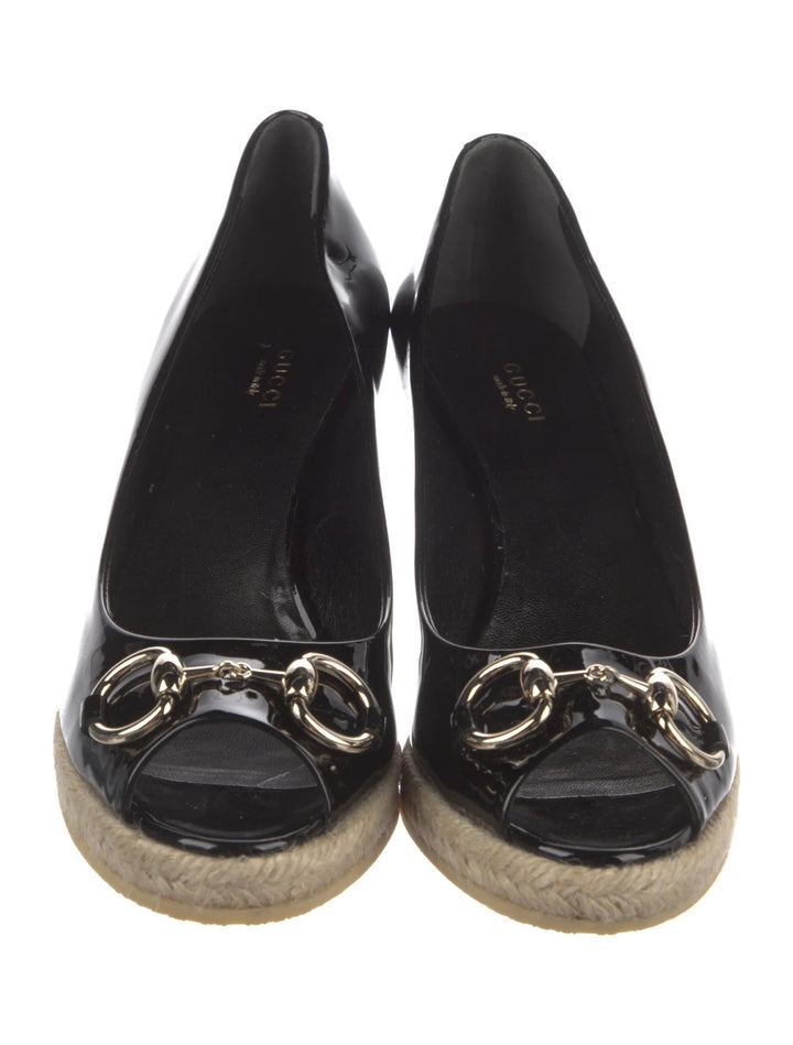 GUCCI HORSEBIT ACCENT WEDGE HEEL ESPADRILLES