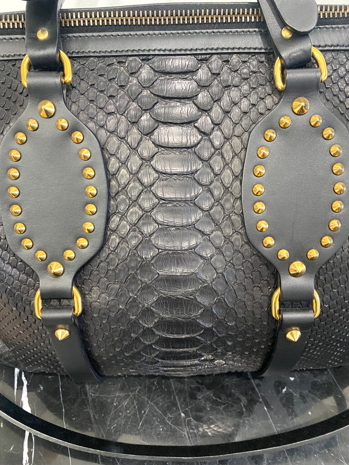 GUCCI PATTI STUDDED PYTHON TOTE BAG