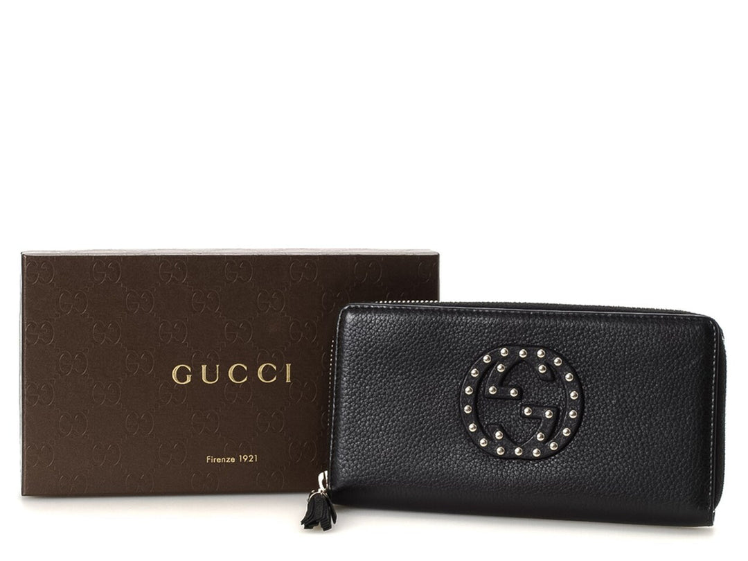 GUCCI SOHO STUDDED LEATHER WALLET