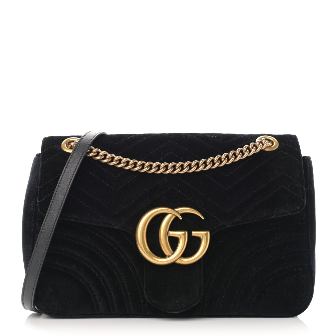 GUCCI GG MARMONT MATELASSE VELVET SMALL SHOULDER BAG