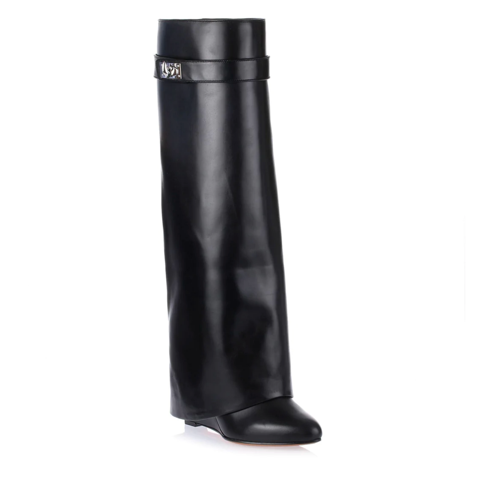 Shark Lock Embellished Knee High Boots in Gold - Givenchy