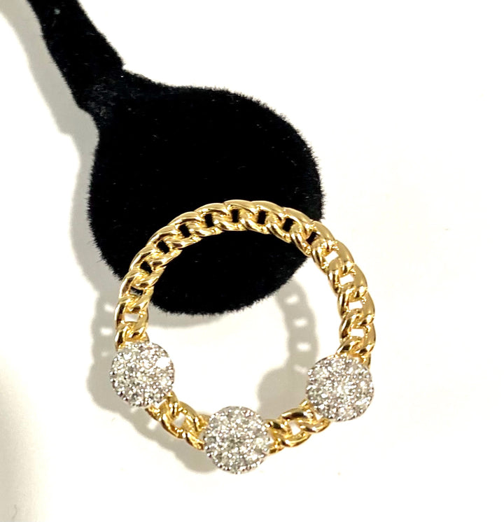 14K GOLD &amp; DIAMONDS CIRCLE STUD EARRINGS