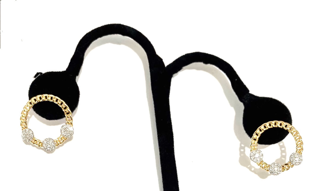 14K GOLD &amp; DIAMONDS CIRCLE STUD EARRINGS