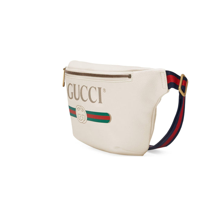 GUCCI GRAINED CALFSKIN LEATHER SMALL LOGO BELT BAG